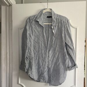 Quince women’s Casual Striped Button Down Shirt - Blue and white